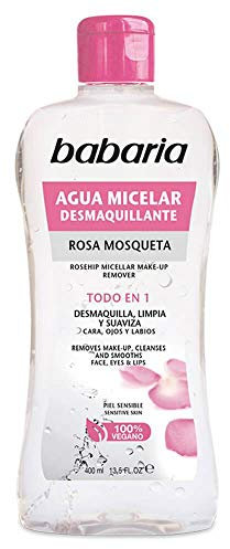 BABARIA Rosa MOSQUETA Agua DESMAQUILLANTE MICELAR 400ML, Rose Maquillage Eau DÉMAQUILLANT Mixte, Negro, Seulement