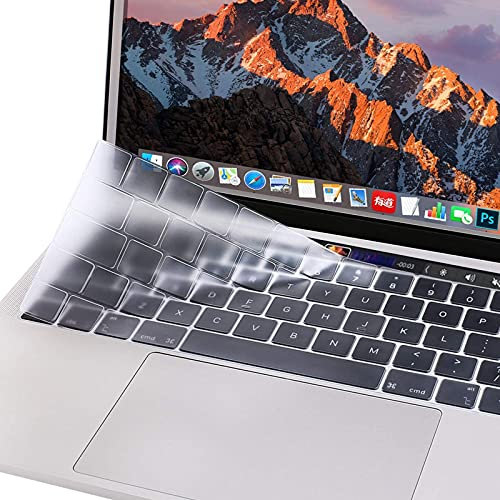 MOSISO Tastaturschutz Kompatibel mit MacBook Pro mit Touch Bar 13 und 15 Zoll 2019 2018 2017 2016 (Modell: A2159, A1989, A1990, A1706, A1707), Silikon Tastatur Schutzfolie, Klar