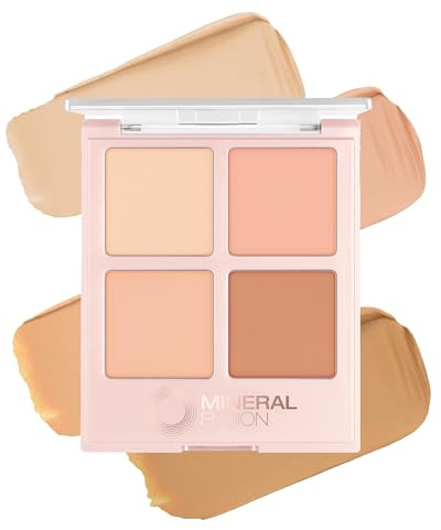 Mineral Fusion Makeup Cream Concealer Eye Palette Quad - 4 Light to Neutral Shades - Indulgence - Blemish Concealer & Under Eye Brightener - With Vitamin C & E - Hypoallergenic