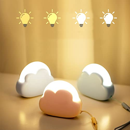 Veilleuse nuage pour chambre à coucher, jolie lampe de chevet pour enfant, portable rechargeable par USB, batterie LED pour enfant, décoration de chambre, cadeau d'anniversaire Kawaii (rose)