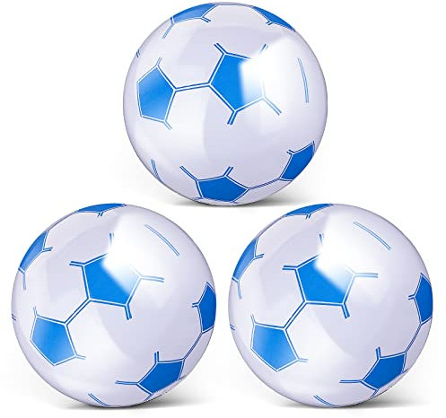 Grevosea Lot de 3 ballons gonflables en PVC de 38 cm - Ballon de football gonflable - Ballon de plage - Ballon de football en plastique - Pour la famille, la natation, la piscine, la plage, le sport,