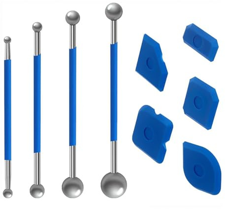 Alnicov Kit de grattoir à Outils 9 pièces Ensemble de lisseur de Joints Extracteur de Boule en métal Joint de calfeutrage en Silicone Plus Lisse pour carrelage de Cuisine de Salle de Bain