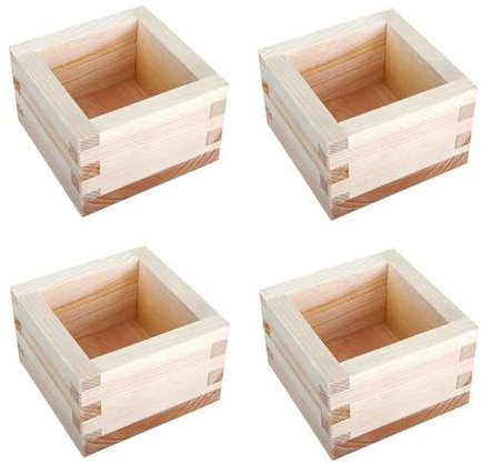EIOLWJIEO 4pack/lot Japanese Hinoki Wood Cypress Saki Cup Box Lätt att rengöra Elegant Snygg och funktionell Lätt att rengöra