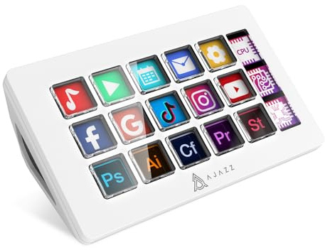 KUIYN AKP153 Studio Deck, Stream Controller, 15 Macro Keys, Trigger Actions in Apps and Software Like OBS, Twitch, ​YouTube, Custom Console for Live Streaming, Photo and Video Editing, PC/Mac (White)