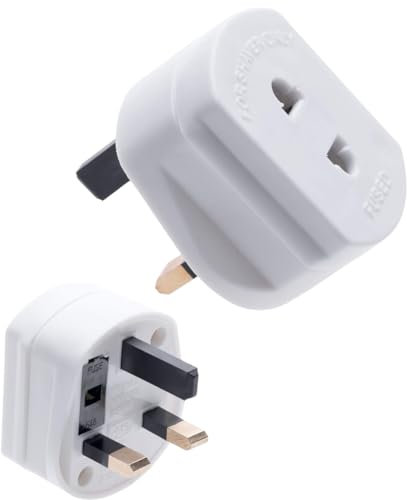 Electric Toothbrush Plug Adapter UK - Portable Shaver Plug Adaptor UK - Bathroom Tooth Brush Charger Plug Charging Socket Converter - Travel Shaver Adapter 2 Pin to 3 Pin White - By Electoys