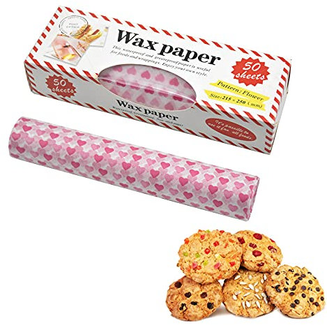 Dokeno 50 Blätter Lebensmittelpapier, 25x21cm Lebensmittelverpackungspapie Butterbrotpapier Antihaft Bienenwachstücher Lebensmittelpapier Wachstücher für Sandwich Brot Hamburger Snacks