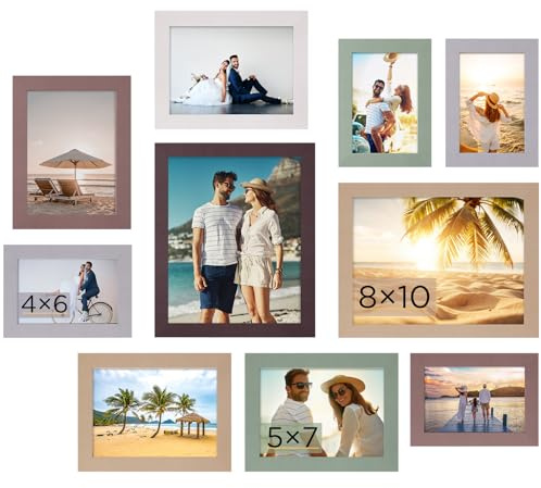 Funtopia Picture Frames, 10 Pack Picture Frames Collage Wall Decor, Gallery Wall Frame Set for Wall or Tabletop Display, Multi-size with 8x10, 5x7, 4x6 Family Photo Frames