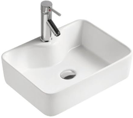 NORBE | Lavabo da appoggio in Ceramica | Dim: 48 x 37,5 cm | Lavandino in appoggio | Lavandino bagno design rettangolare senza piletta | lav-006-50-bi(48x37,5 cm)