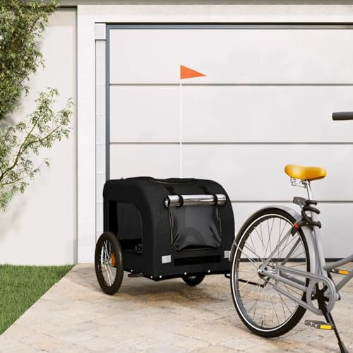 Xichuzi Remolque de Bicicleta para Perros Hierro y Tela Oxford Negro, Remolque Bici Perro, Remolque Bicicleta De Carga - 93842