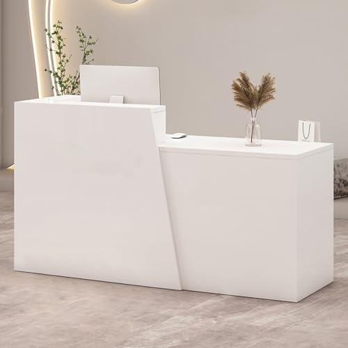 ZRBDDEF Retail Reception Desk with Storage, Modern Checkout Counter for Store, Anti-Scratch Front Desk for Salon, Boutique, Cafe – Easy Assembly