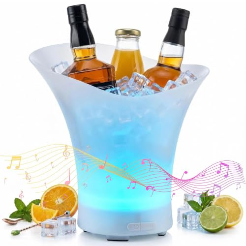 Raffreddatore a LED da 7 l, per champagne con Bluetooth, per champagne, con cambio automatico di colore RGB, impermeabile, per bottiglie di ghiaccio, per feste, casa, bar, club