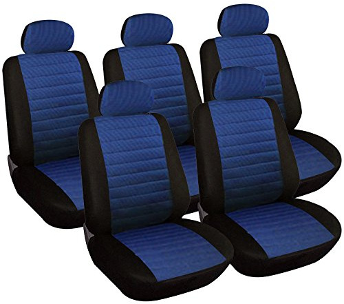 WOLTU Sitzbezüge Auto Einzelsitzbezug universal Größe, 5er Set, schwarz/blau