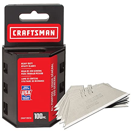 CRAFTSMAN Utility Knife Blades, 100 Pack, for Drywall, Leather, Rubber and More (CMHT11921A)