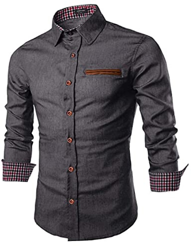 COOFANDY Vardaglig skjorta med knäppning skjortor klänning skjorta långärmad denim arbetsskjorta cowboy-stil smal passform
