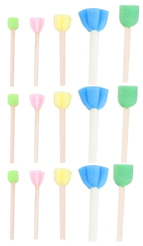 NUOBESTY 15pcs Sponge Painting Stamper Flower Shaped Foam Sponge Brush Painting Tools for Drawing DIY Crafts