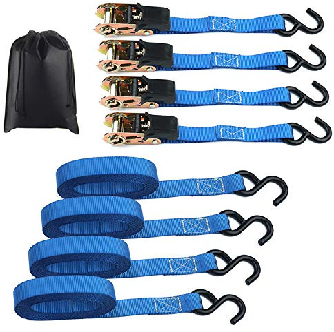 Correas de Amarre con Trinquete - 4 x 800 kg 5m Tensor de Carraca Cinchas Correa Trinquete, Automatica Trinquete Cinta De Amarrecon Gancho Tipo Cinchas de Sujeción de Carga para Baca, Transporte