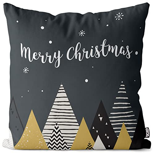 VOID Merry Christmas Wald Kissenbezug Kissenhülle Sofakissen Kissen Deko Weihnachten Winter Weihnachtsdeko, Kissen Größe:50 x 50 cm