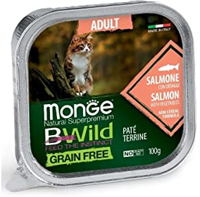 Monge Natural Superpremium Adult Salmon with Vegetables, Katzenfutter für Erwachsene Katzen (Nassfutter für Katzen mit Lachs und Gemüse, getreidefrei, 100 g)