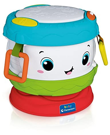 Clementoni Baby Baby Drum, Tamburo Bambino 10-36 Mesi, Centro attività Interattivo, Strumento Musicale per Bambini con LED e Melodie Divertenti, Stimola Lo Sviluppo Psicomotorio e Sensoriale, 17409
