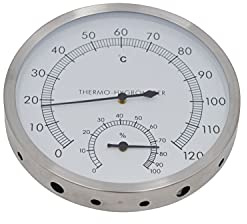 Thermomètre de sauna hygromètre en acier inoxydable - 2 en 1 combiné