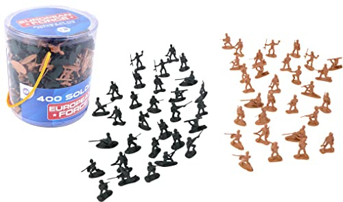 EUROPEAN FORCE - 400 Pequeños Soldados - Soldados - 080228 - Kaki - Plástico - Militar - Juguete Niño - Miniatura - 3,5 cm x 3,5 cm - A Partir de 3 años.