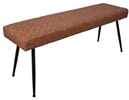 Modern Tan Brown Leather Industrial style Kitchen Dining Bench 150cm