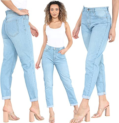 imporio 11® Women Denim Mom Jeans Ladies Denim Boyfriend Mom Jeans UK Sizes 8-20 (as8, Numeric, Numeric_12, Regular, Regular, Light Wash)