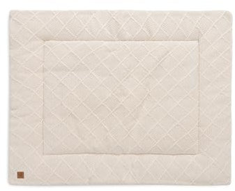 Jollein Krabbeldecke für Baby - Check Knit, Oatmeal - 60% Baumwolle, 40% Acryl - Laufgittereinlage - 75x95 cm - Spieldecke Baby