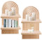 2 Set Wandregal Holz, Ohne Bohren, Doppelschichtig Boho Wanddeko, Kleine Regale Wandablagen für Wohnzimmer, Fotoregal, Tischdeko, Dresser Deko, Zimmer Deko Büro