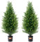 VEVOR Artificial Cedar Topiary Tree, 36 inch Tall (2 Pieces), with Extra Leaves & Pot Faux Evergreen Fake Pine Cypress Trees Plant, UV Rated Artificial Greenery Set for Home Decor Indoor/Outdoor