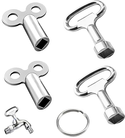 4 Entlüftungsschlüssel für Heizkörper Heizung Entlüftungsschlüssel Entlüftungsschlüssel Heizkörper Entlüftungsschlüssel Hochwertige Zinklegierungsgröße Heizungsschlüssel für Heizkörper Schlüsselring