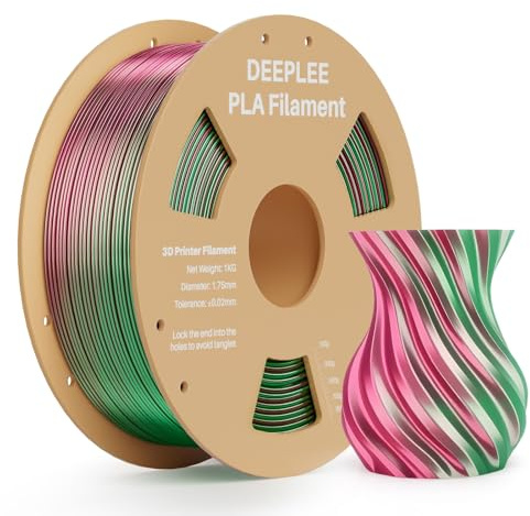 DEEPLEE Silk PLA Filament Dual Colours Green Red 1KG, 3D Printer Filaments 1.75mm, Accuracy Tolerance +/- 0.02mm, Filament 3D Printing Materials Compatible with FDM Printers