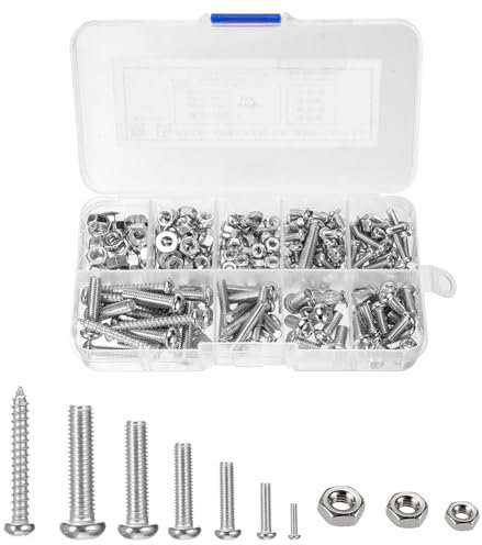M3 Schrauben Set Schrauben mit Muttern Sechskantschrauben Muttern Set Schrauben Muttern Set Gewindeschrauben Set Schrauben und Muttern Set Maschinenschrauben Innensechskant Schrauben Set 246 Stück