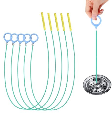 5 Piezas Desatascador Tuberías 130 Cm, Cable Desatascador Fregadero Y Ducha, Desatascador Tuberias Profesional, Alambre Desatascador Tuberias Flexible, Reutilizable, Verde