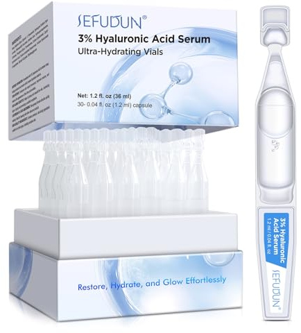 P-Beauty 3 % hyaluronserum – hyaluronic Acid ansiktsserum i ampuller – intensiv fukt, rynkreducering, anti-åldrande och strålande slät hud – hyaluron serum ampuller – (1 förpackning med 30 stycken)