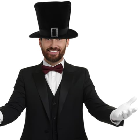 BESPORTBLE Schwarzer Zylinderhut Mit Schnallendekor Bequemer Top-Hut FüR MäNner Und Frauen Ideal FüR BüHne Cosplay Und Formelle Partys GrößE 12.60X12.60X8.27 Zoll