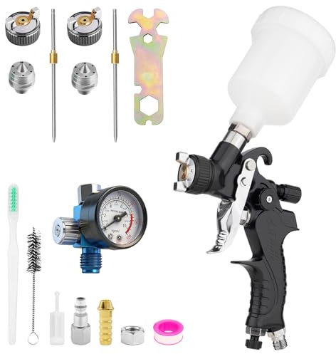 Mini HVLP sprutpistol med 0,8/1,0 mm munstycken, billackspistol, lackeringspistol för reparationsarbeten, färgsprutpistol för billack, primer, reparationsarbeten, detaljer om reparation