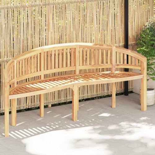Zeiquah Banana Bench 200 cm Solid Wood Teak Garden Bench Weatherproof with Backrest and Armrests for Patio Balcony and Outdoor Use Robust and Easy to Clean Multi-Seat Bench