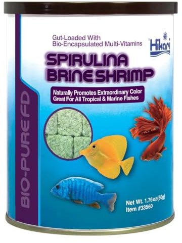 Hikari Bio-Pure Freeze Dried Spirulina Brine Shrimp Cubes for Pets, 1.76-Ounce