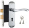 HAIFUAN Polished Chrome Bedroom Door Lock Set,Backset 57MM(76MM Width) (Z01-ET-57)