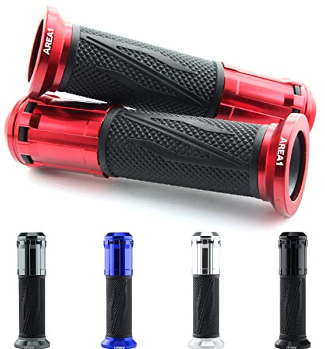 Area1 Poignées de Guidon Universelles 22/24-25 mm Moto Poignée en Caoutchouc, Antidérapantes, Gun Rouge, Compatibles avec KSR