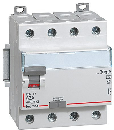 LEGRAND Interruptor Diferencial, 4P, 63 A, sensibilidad de 30mA, clase AC, DX4, 411662E
