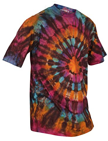 Ezhippie Men's Tie Dye T-Shirt Lightweight Cotton Festival Hippie Top, (14, M)