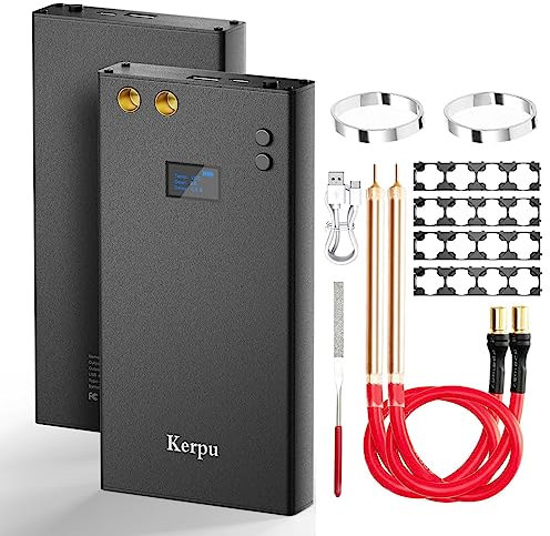 Batería Soldador por Puntos con pantalla LCD Máquina,Kerpu 7500 mAh con 70 engranajes ajustables con Batería Incorporada Níquel