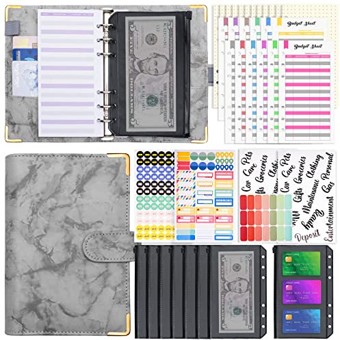 Budget Planner, A6 Budget Binder Geld Organizer Budget Planer mit Geldumschläge und Budget Blätter, Finanzplaner Haushaltsbuch, Grau