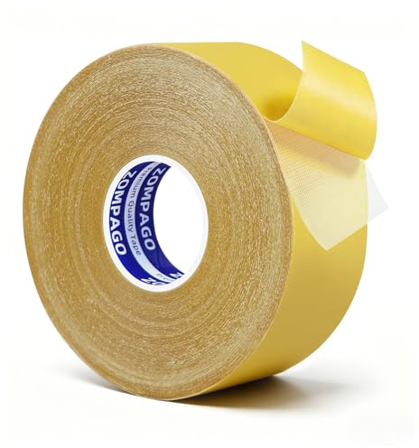 ZOMPAGO 20m Double Sided Carpet Tape,Heavy Duty Adhesive for Secure Rug Grip, No Residue, Easy Install, Ideal for Hardwood Floors, Tiles, and Carpeted Floor, Home & Office Use, 3cm Wide