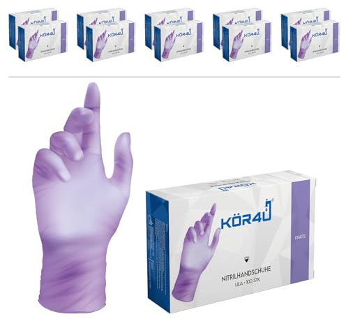 kör4u Nitrilhandschuhe, 1000 Stück, puderfrei, latexfrei, Einweghandschuhe, Einmalhandschuhe, Lebensmittelhandschuhe (Lila, M)