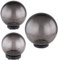 GLOBO Solarlampe Gartendeko Solarkugeln Außen LED Gartenlampe Erdspieß, Rauch, D 15 cm, 20 cm, 25 cm, 3er Set