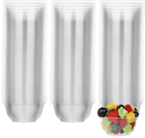 MOACOCK 100 Pack Small Clear Plastic Bowls, 8oz Hard Disposable Salad Bowls, Disposable Bowl for Party Serving, Ice Creams, Desserts, Catering, Special Events
