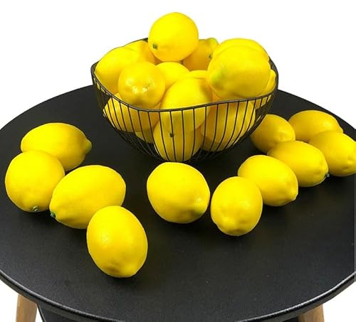 Set di 30 limoni finti, frutti artificiali per feste di limonata, decorazione da tavolo in cucina, oggetti di scena fotografici (5 cm di diametro.)